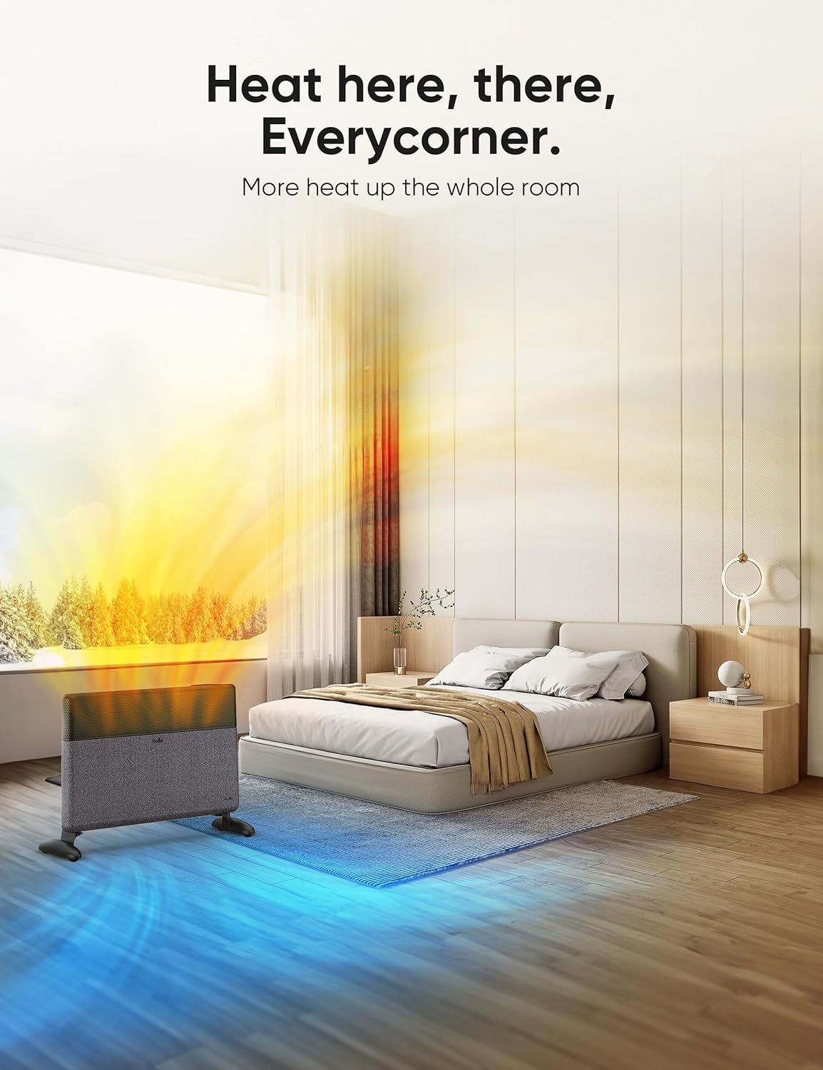 Ballu Convection Panel Space Heaters, Whole Room Heater for Indoor Use with Smart Thermostat