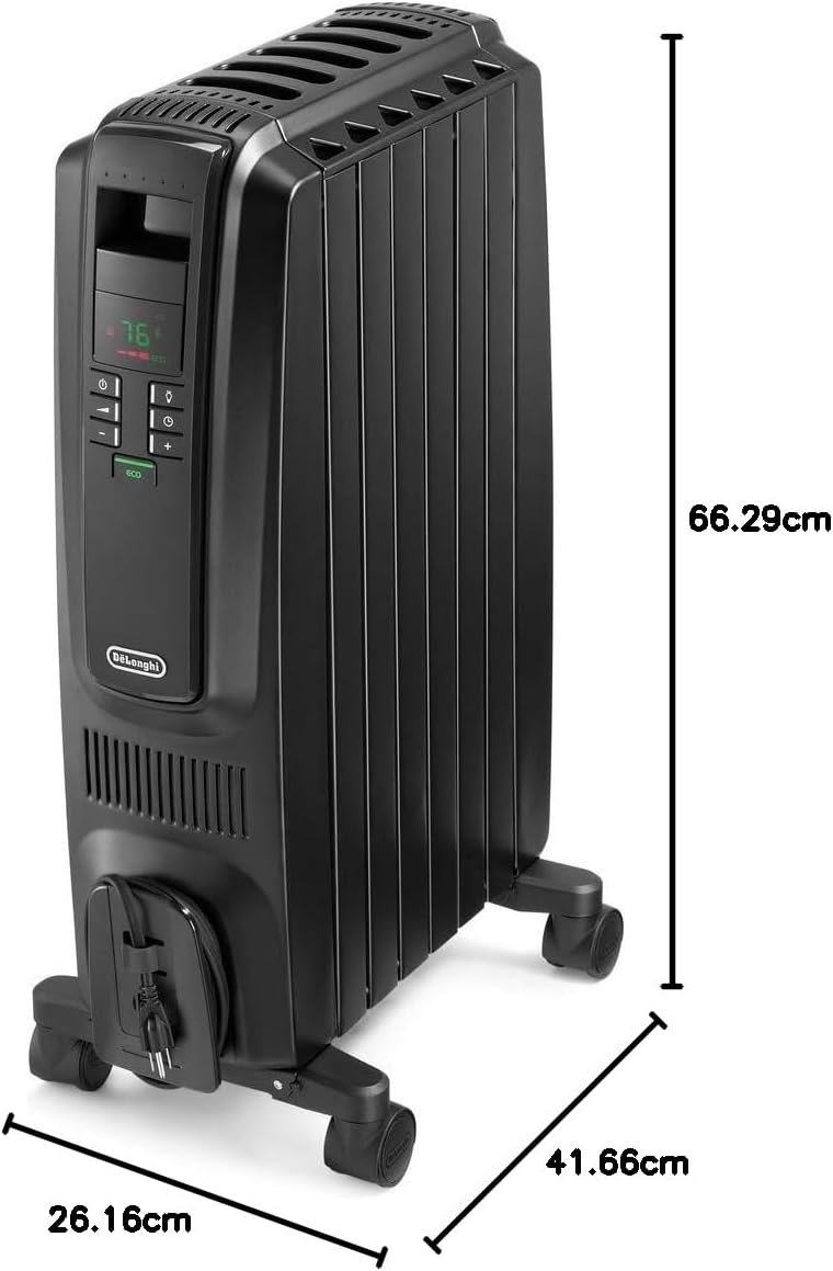 De’Longhi Dragon Digital Oil Filled Radiator Heater, 1500W Electric Space Heater