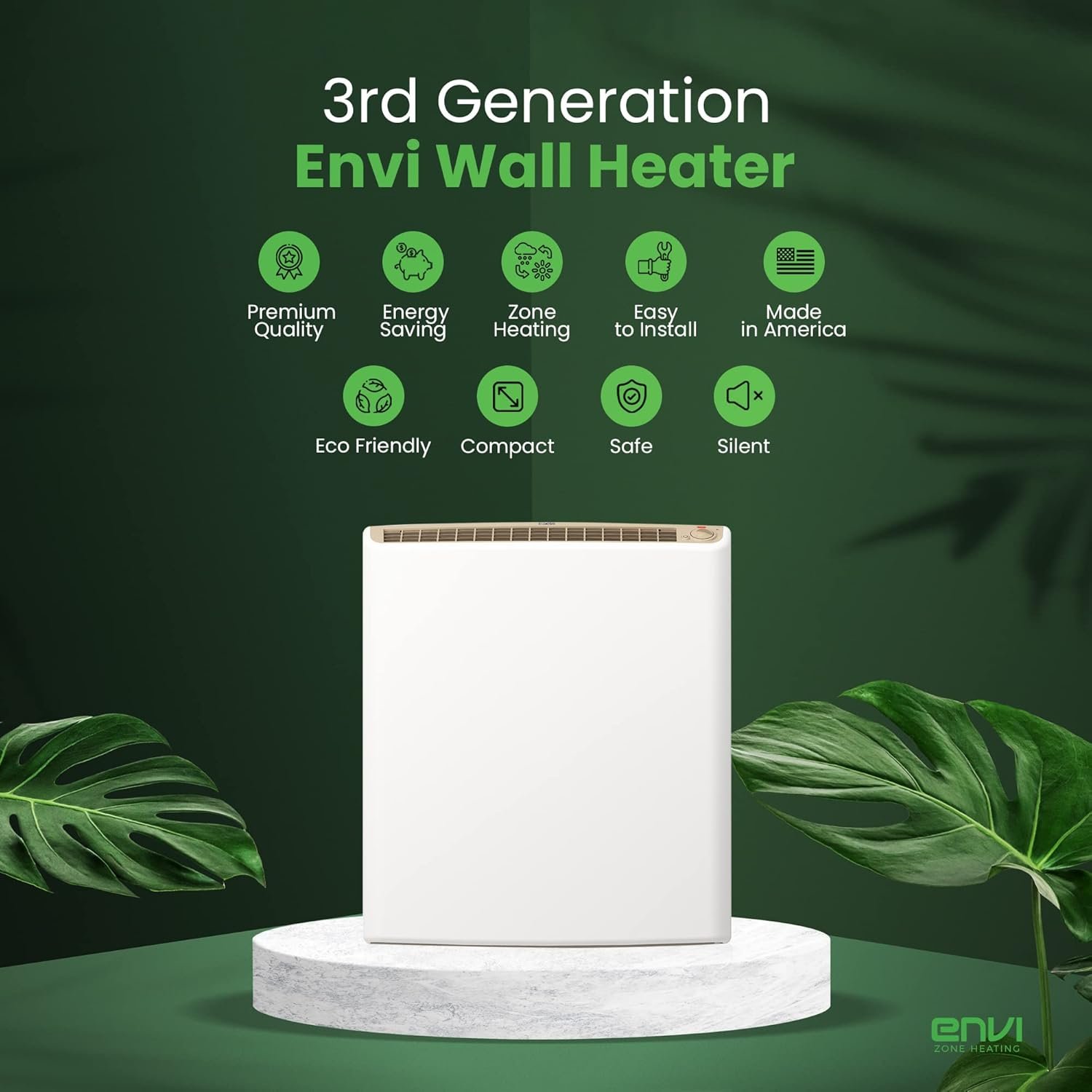 Envi Plug-in Electric Panel Wall Heaters for Indoor Use