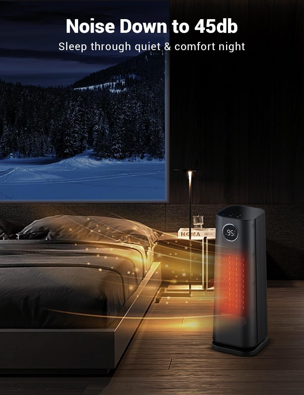 BrandName Space Heater for Indoor Use, 1500W Fast Electric Portable Ceramic Heaters with Thermostat