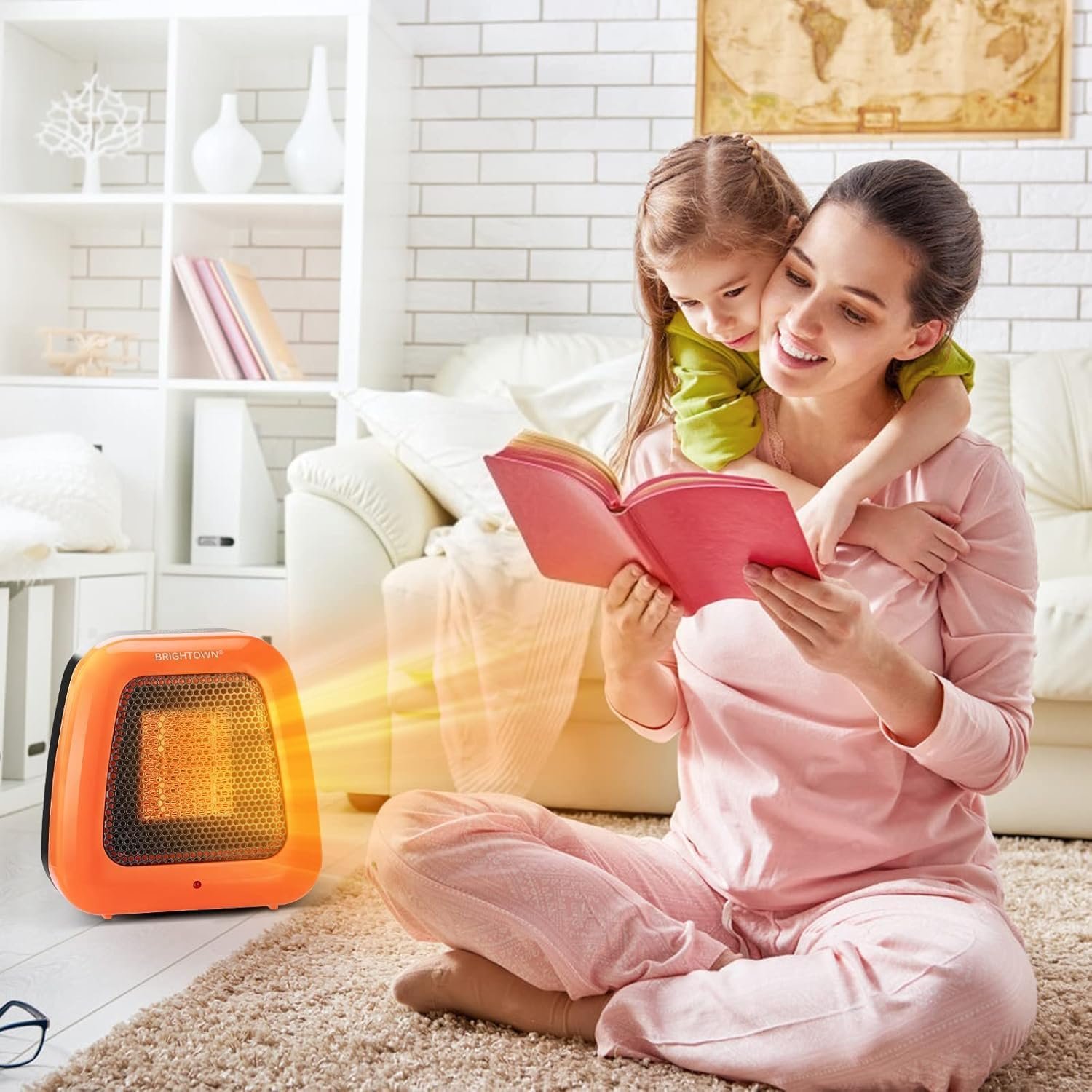 Brightown Small Space Heater for Indoor Use – 400W Low Wattage Portable Personal Mini Heater with Tip Over Protection