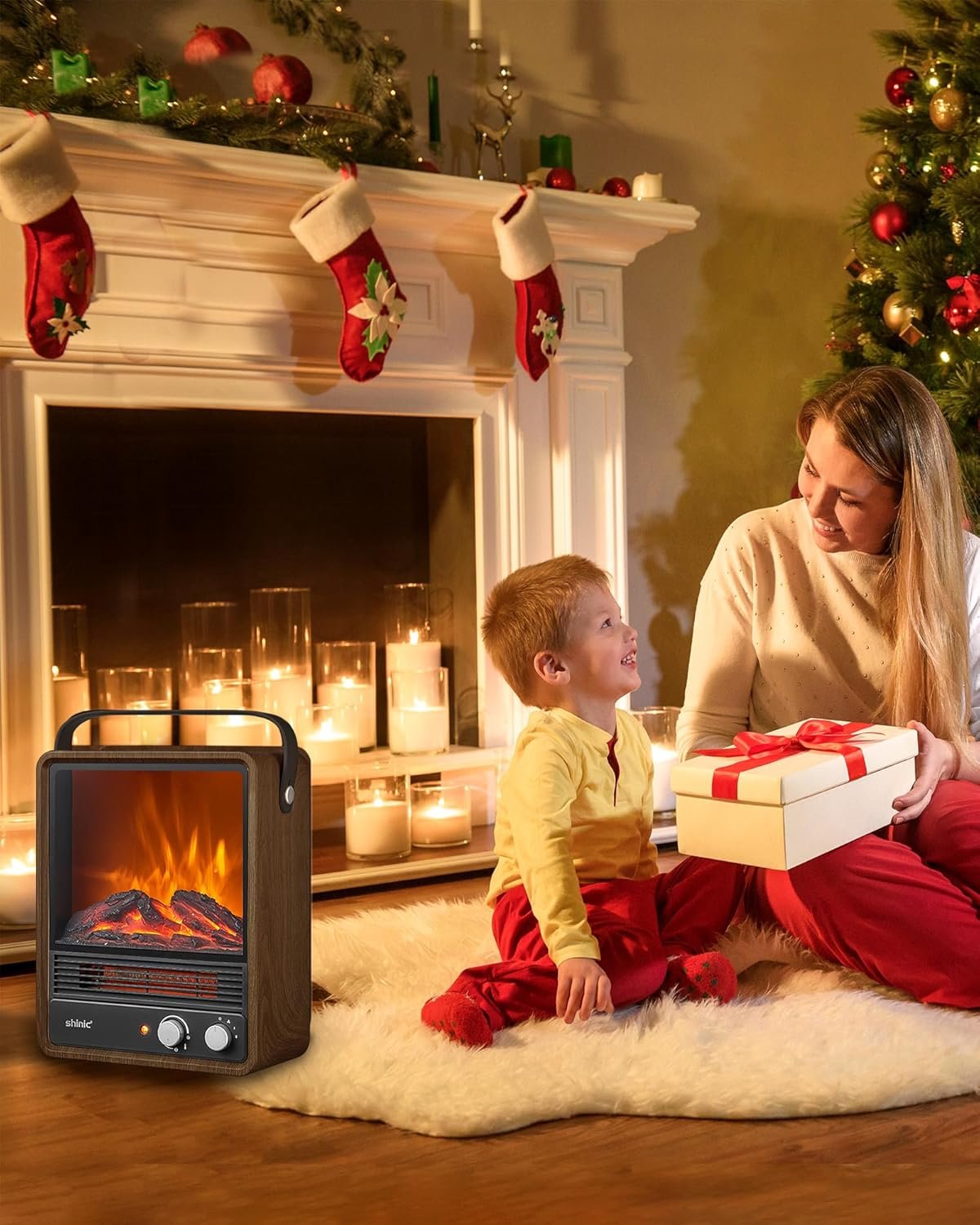 Shinic Portable Electric Fireplace Heaters for Indoor Use, 1500W Space Heater